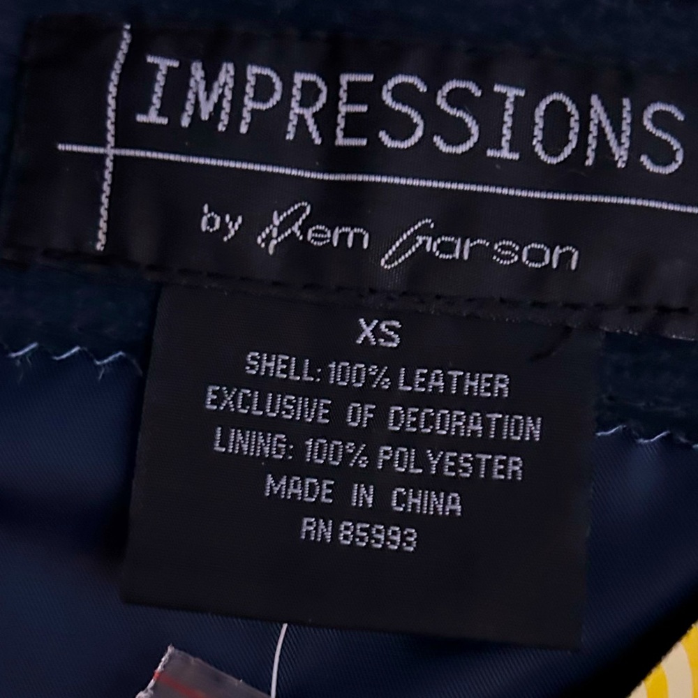 IMPRESSIONS by REM GARSON Vintage Blue Suede Leather Jacket beaded SW Sun XS NWT - Picture 9 of 9